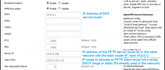 Setting up PPTP server on DD-WRT